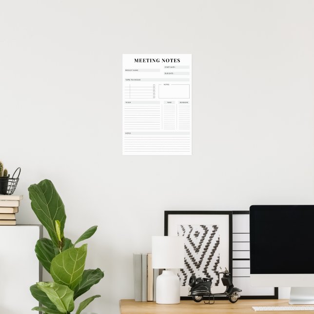 Minimal Professional Meeting Notes Planner Poster (Home Office)