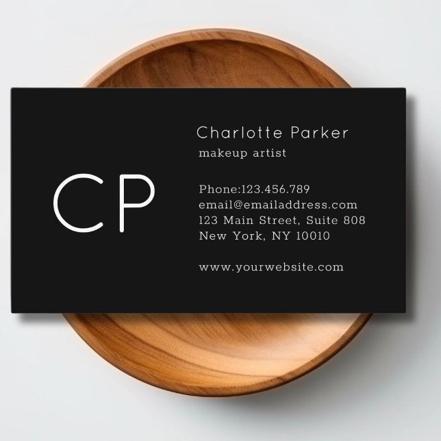Minimal Professional Monogram Modern Black   Business Card (Minimal Professional Monogram Modern Black Business Card)