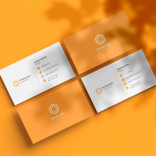 Minimal Professional Orange Icons Business Card