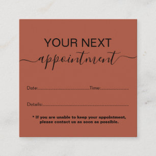 Minimal Professional Orange Terracotta Boho  Appointment Card