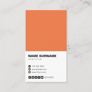 Minimal Professional Orange Vertical Business Card