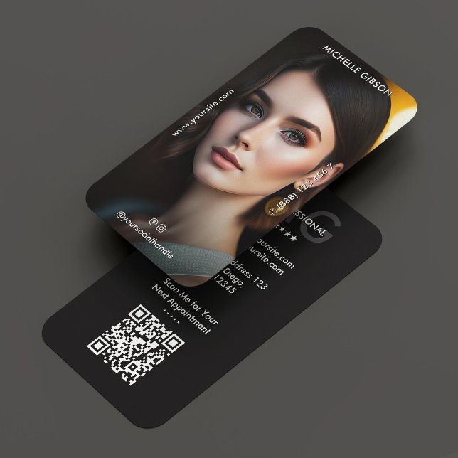 Minimal Professional Photo Monogram Black Business Card (Creator Uploaded)