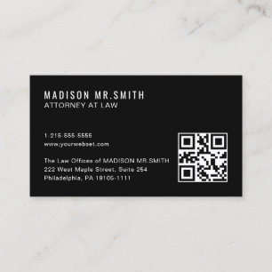 Minimal Professional QR Code Black Business Card