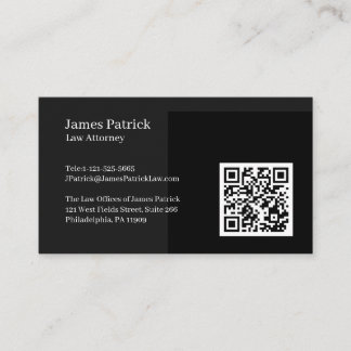 Minimal Professional QR Code Black Business Card