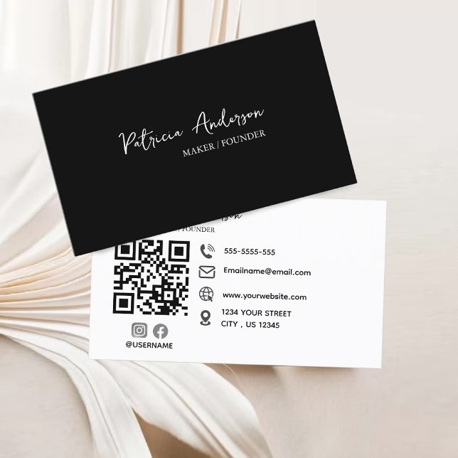 Minimal Professional QR Code Black White  Business Card (Minimal Professional QR Code Black White Business Card)