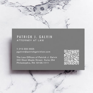 Minimal Professional QR Code Grey Business Card