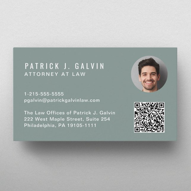 Minimal Professional QR Code Photo Green Business Card (Capture attention, make connections, and leave a lasting impression with our modern QR business card)
