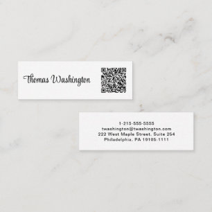 Minimal Professional QR Code Stylish Script Mini Business Card
