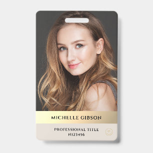 Minimal Professional Sand Beige Staff ID Employee Badge
