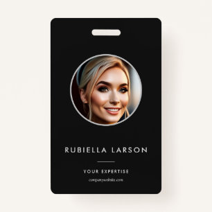 Minimal Professional Staff ID Photo Black White ID Badge