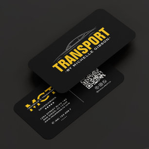 Minimal Professional Transport Yellow Taxi Black Business Card