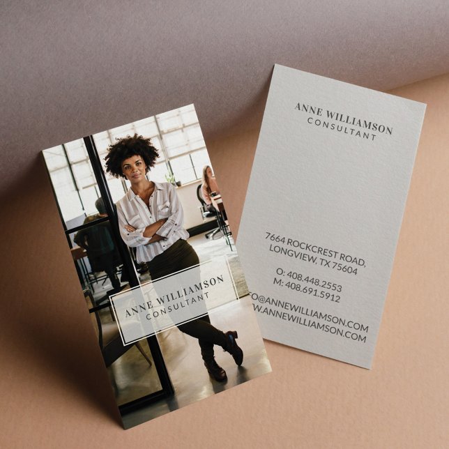 Minimal & Professional White Frame Business Photo Business Card (Creator Uploaded)