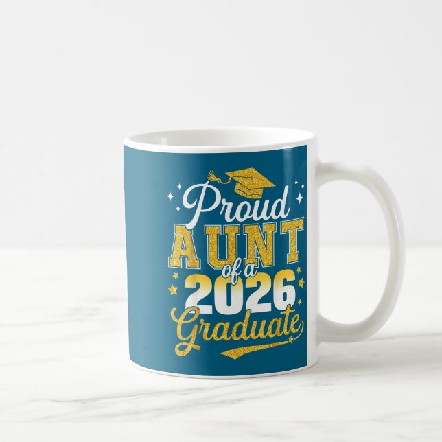 Minimal Proud Aunt Class 2026 Graduate Coffee Mug (Right)