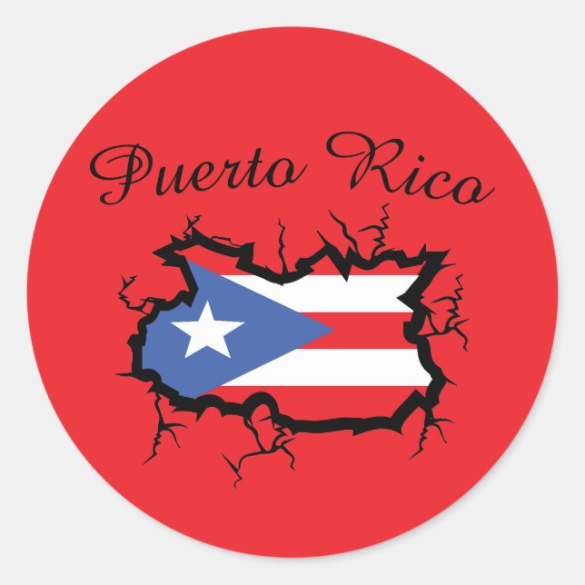 Minimal Puerto Rico Map National Flag Classic Round Sticker (Front)