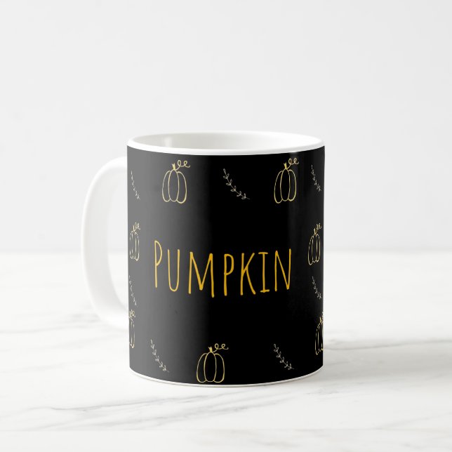 Minimal Pumpkin Line Art Mug (Front Left)