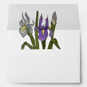 Minimal Purple & Blue Iris Watercolor Wedding Envelope