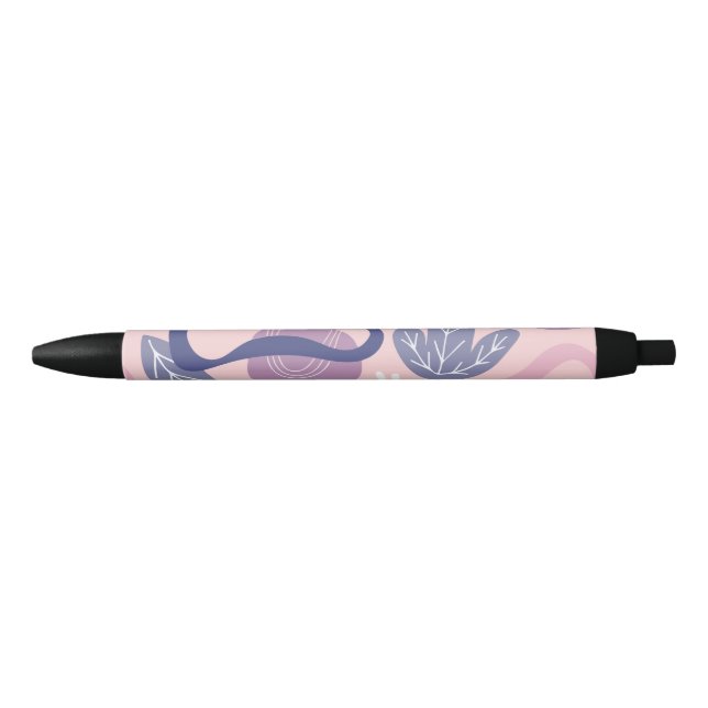 Minimal purple floral black ink pen (Front)