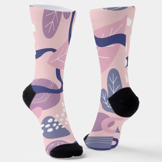 Minimal purple floral socks (Angled)