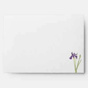 Minimal Purple & Gold Iris Watercolor Wedding Envelope