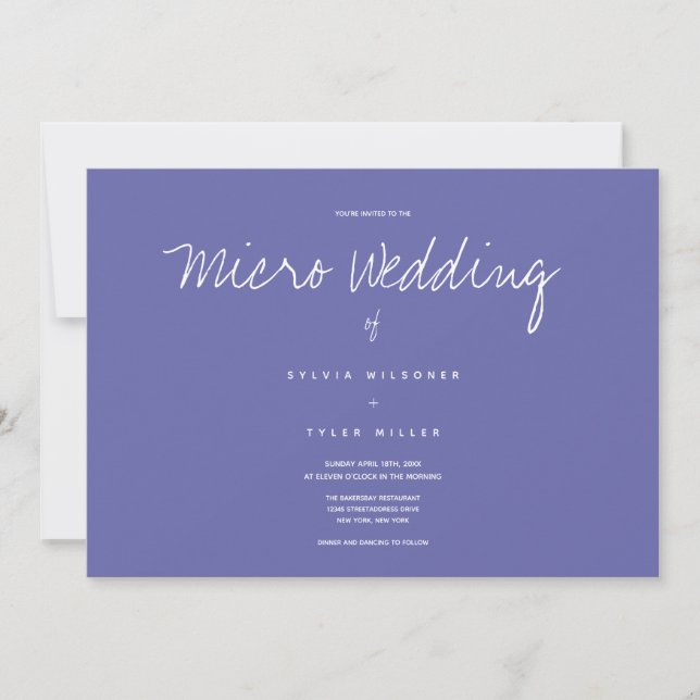 Minimal Purple Micro Wedding Invitation (Front)