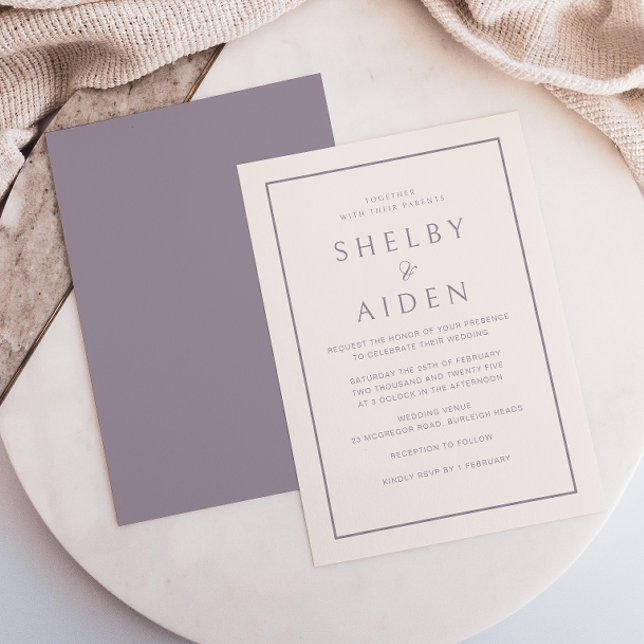 Minimal Purple Modern Wedding  Invitation (Creator Uploaded)