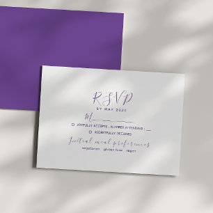 Minimal Purple Wedding RSVP Card