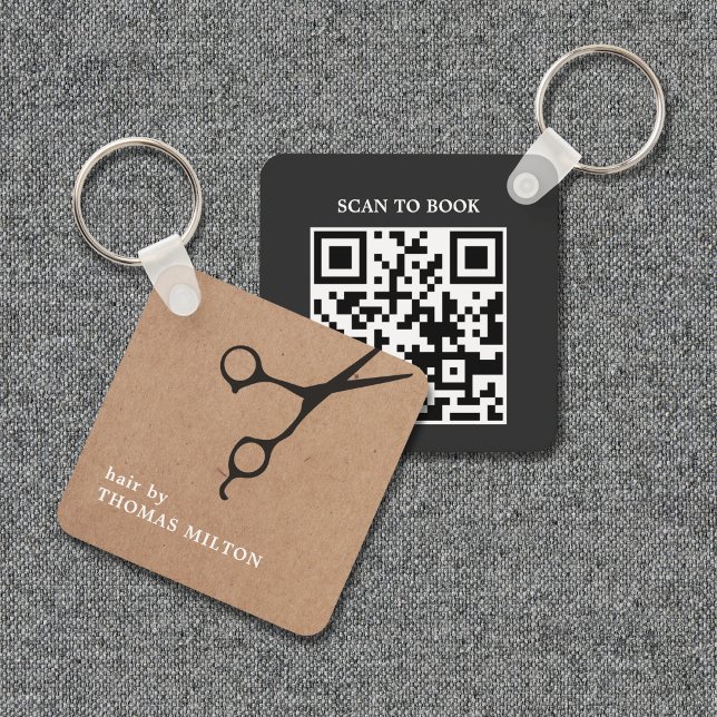 Minimal QR Code Appointment Booking for Salon Key Ring (Creator Uploaded)