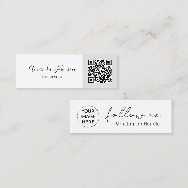 Minimal QR Code Instagram Influencer Mini Business Card (Front/Back)