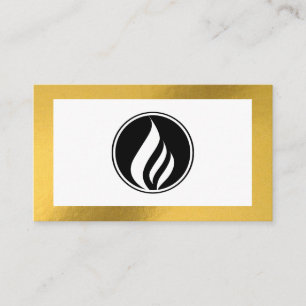 Minimal QR Code logo with gold frame business card