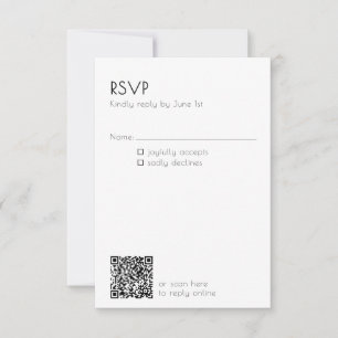 Minimal QR Code Mailing Wedding Details Modern  RSVP Card