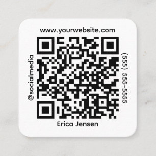 Minimal QR Code Owner Square Business Card