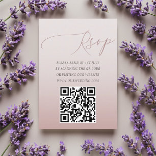 Minimal QR Code Rose Gold RSVP Wedding Card
