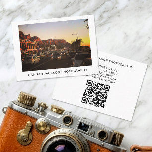 Minimal QR Code Vintage Photographer Business Card
