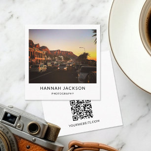 Minimal QR Code Vintage Photographer Square Business Card