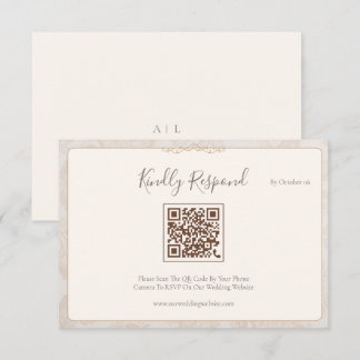 Minimal QR Code Wedding RSVP Card- Elegant ivory Card