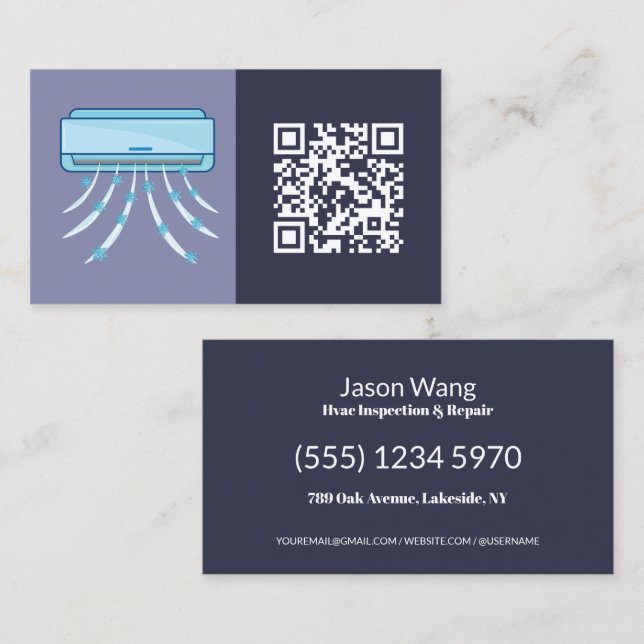 Minimal QR HVAC Business Card (Front/Back)