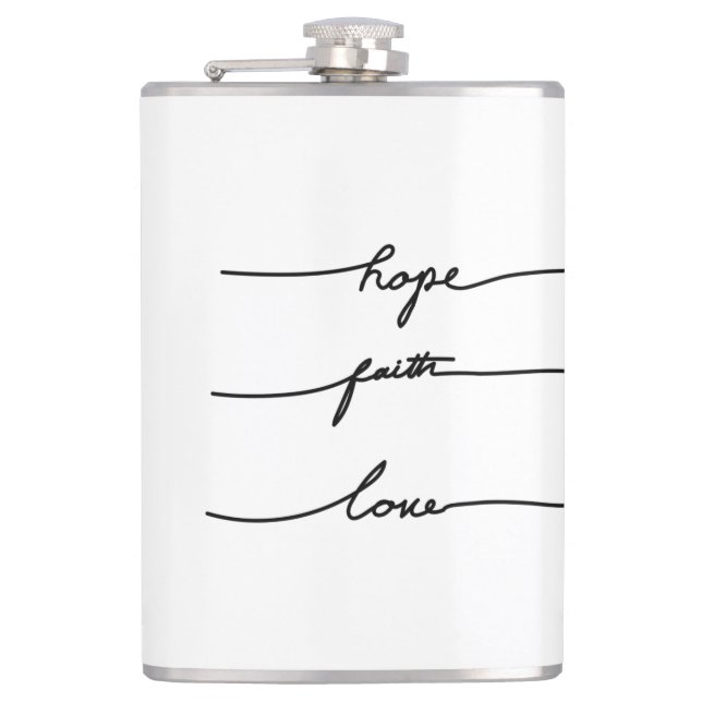 Minimal quote  typography hand drawn ink lettering hip flask (Front)