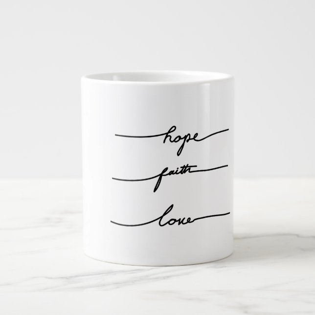 Minimal quote  typography hand drawn ink lettering large coffee mug (Front)