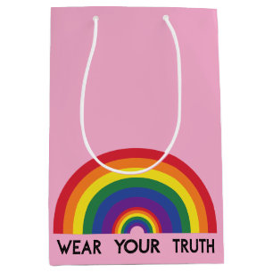 Minimal Rainbow Arch Modern Colourful Statement  Medium Gift Bag
