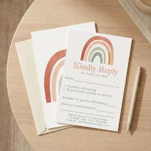 Minimal rainbow baby shower RSVP card