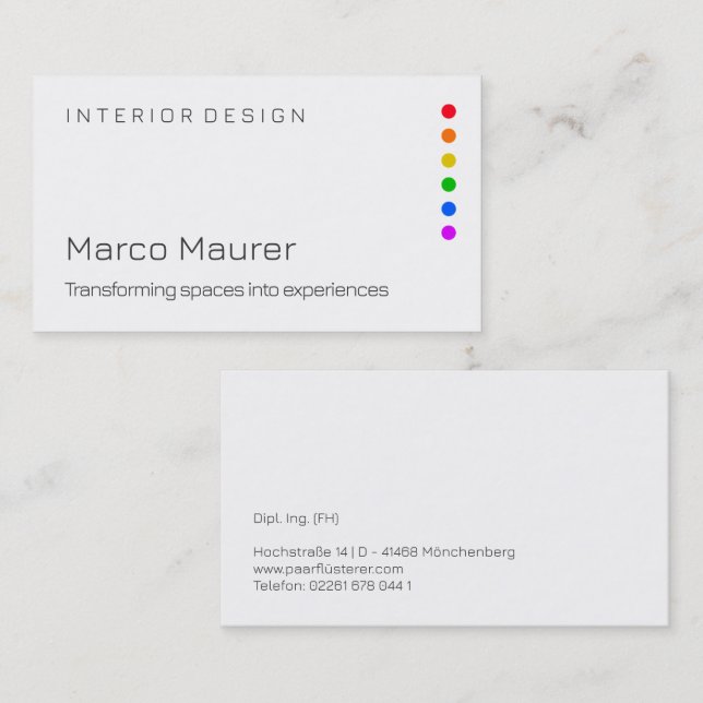 Minimal Rainbow Business Card with Pride Colours (Front/Back)