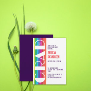 Minimal Rainbow Class of Year Graduation  Announcement