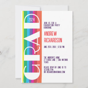 Minimal Rainbow Class of Year Graduation  Announcement