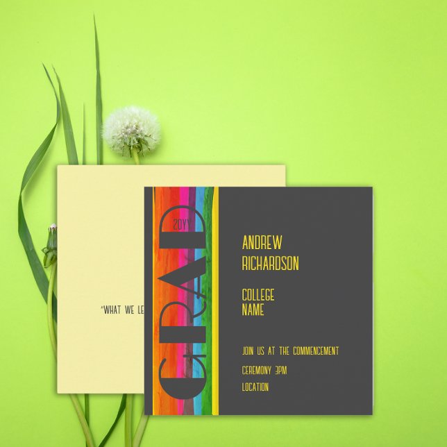Minimal Rainbow Class of Year Graduation Flat Card (Creator Uploaded)