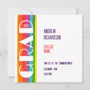 Minimal Rainbow Class of Year Graduation Flat Card