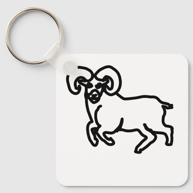 Minimal Ram Zodiac Keychain – Crisp Aries Outline  (Front)