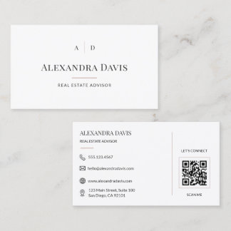 Minimal Real Estate Advisor QR Code Business Card