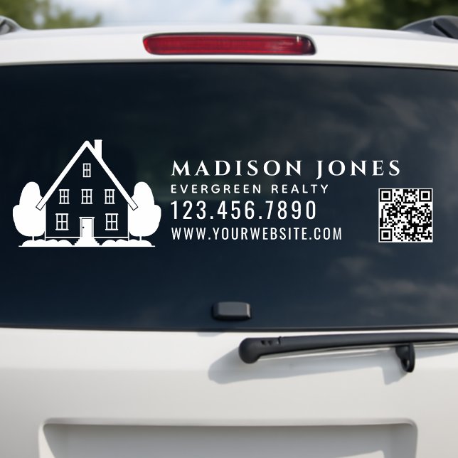 Minimal Real Estate Agent Rustic House Car QR Code (Creator Uploaded)
