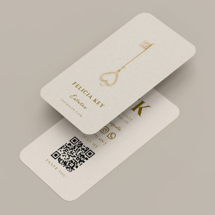 Minimal Realtor Key Initials Sand Mortgage Business Card