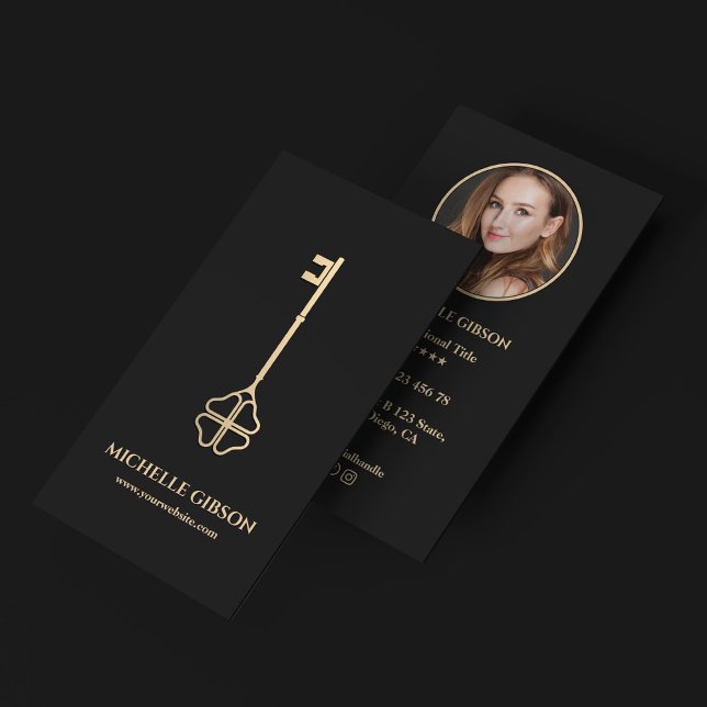 Minimal Realtor Photo Mortgage Broker Key Black Business Card (Minimal Realtor Photo Mortgage Broker Key Black Business Card
)